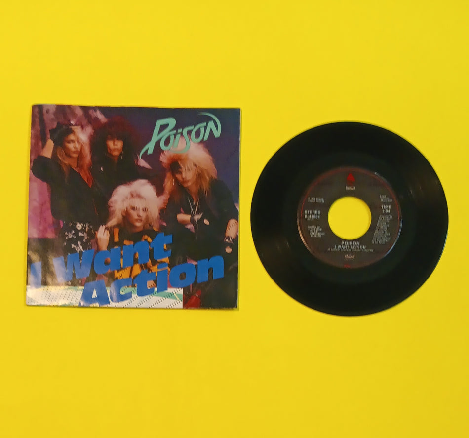 Poison - I Want Action / Play Dirty POSTER SLEEVE - 1986 - B-44004 Used - EX - 7" Vinyl