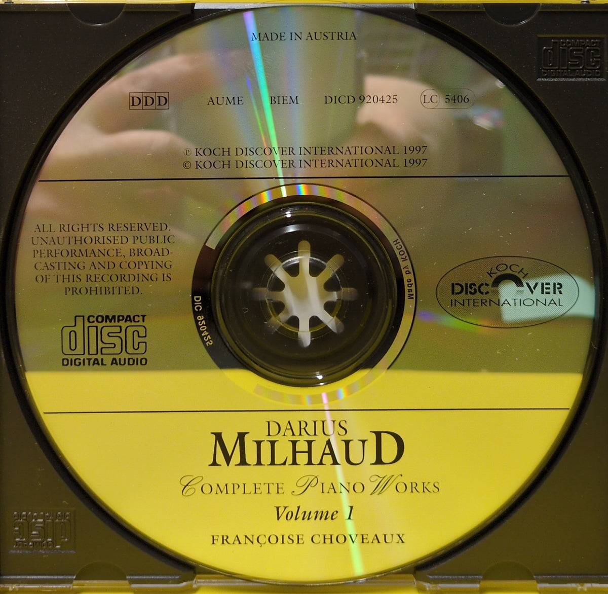 Darius Milhaud, Francoise Choveaux - Complete Piano Works Volume 1 - 1997 - DICD 920425 Used - EX - CDs