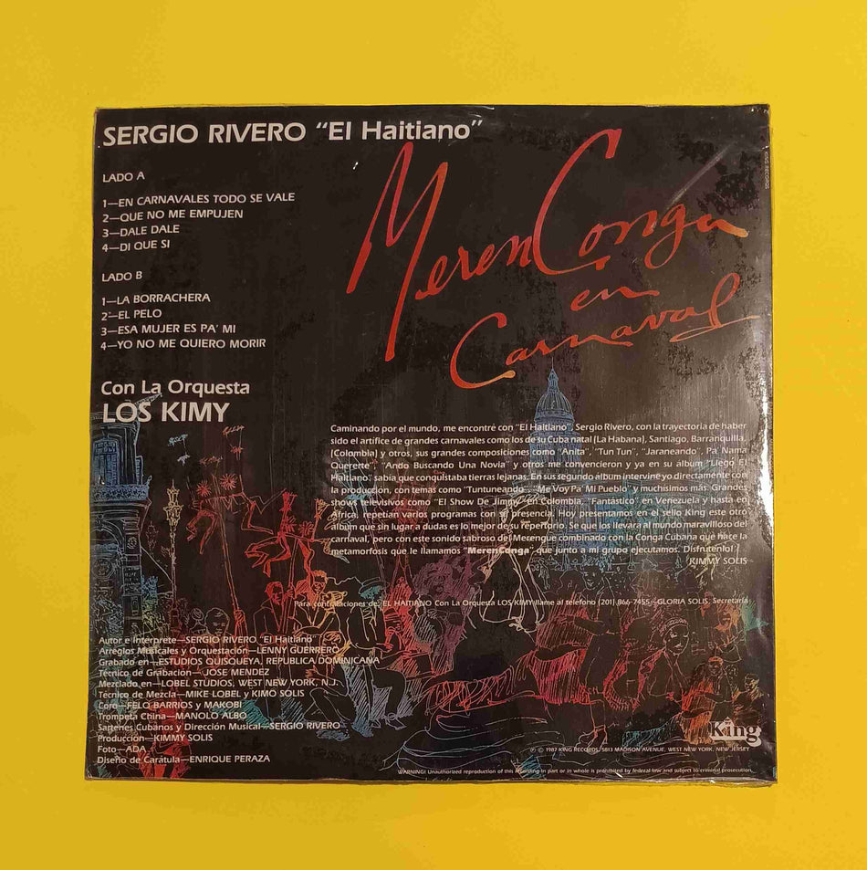 Sergio Rivero El Haitiano con Los Kimy - Merenconga En Carnival - 1987 - New - Sealed - Vinyl