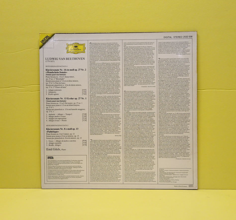 Beethoven / Emil Gilels - Sonaten - >>Pathetique<<•>>Mondschein/Moonlight<< - 1981 - 2632 008 Used - EX - Vinyl