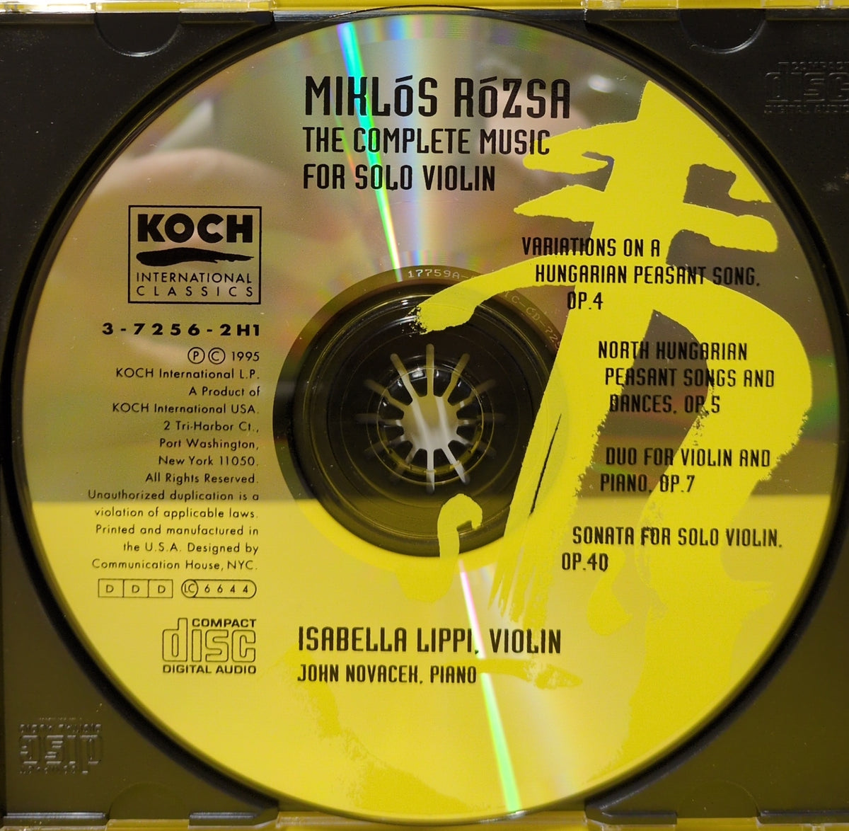 Miklós Rózsa, Isabella Lippi, John Novacek - The Complete Music For Solo Violin - 1995 - 3-7256-2 H1 Used - EX - CDs