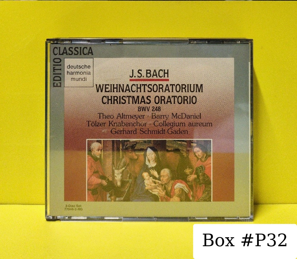 J.S. Bach, Theo Altmeyer • Barry McDaniel • Tölzer Knabenchor • Collegium Aureum • Gerhard Schmidt-Gaden - Weihnachtsoratorium / Christmas Oratorio (BWV 248) - 1989 - 77046-2-RG - Used - VG++ - CDs - 3xCD - Reissue - Remastered