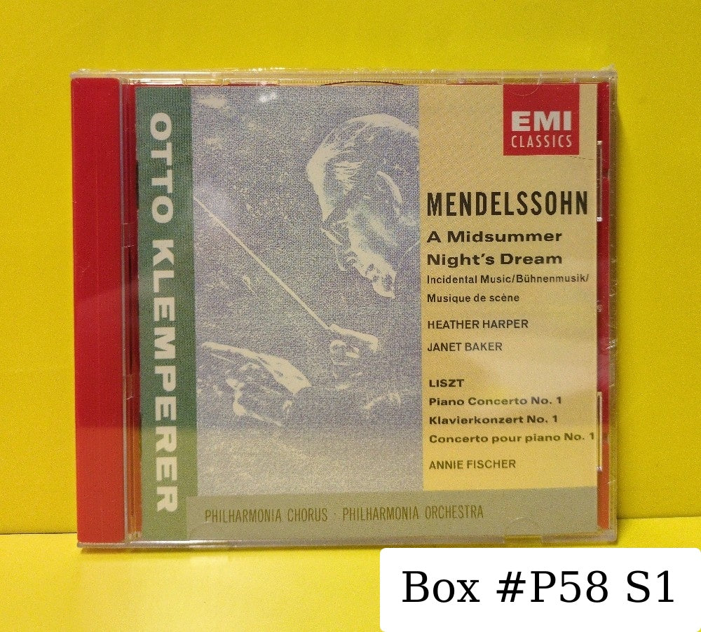 Otto Klemperer, Mendelssohn, Heather Harper, Janet Baker, Liszt, Annie Fischer, Philharmonia Chorus, Philharmonia Orchestra - A Midsummer Night's Dream / Piano Concerto No. 1 - 1992 - CDM 7 64144 2 - New - Sealed - CDs - Netherlands Import