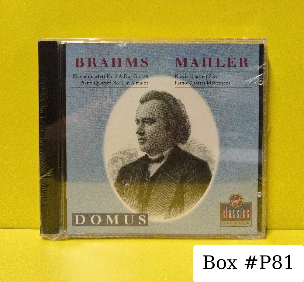Brahms / Mahler, Domus - Klavierquartett Nr. 2 A-Dur Op. 26 = Piano Quartet No.B2 In A Major / Klavierquartett Satz = Piano Quartet Movement - 1988 - PM 518/0777 7 59144 2 9 - New - Sealed - CDs - UK Import