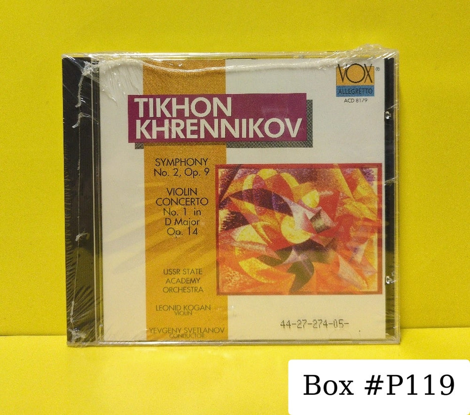 Tikhon Khrennikov – USSR State Academy Orchestra, Leonid Kogan, Yevgeny Svetlanov - Symphony No. 2, Op. 9 • Violin Concerto No. 1 In D Major Op. 14 - 1995 - ACD 8179 - New - Sealed - CDs