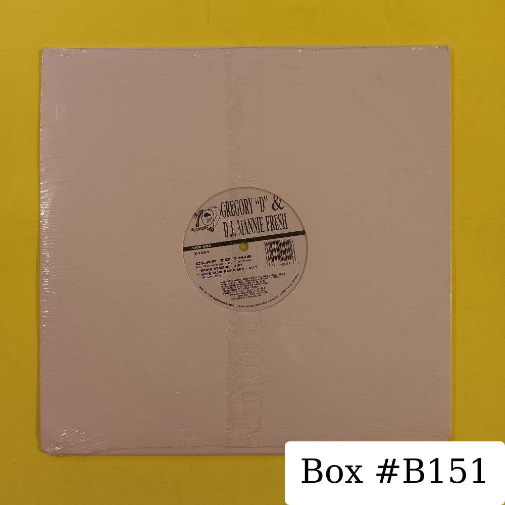 Gregory D & DJ Mannie Fresh - Clap To This 12" - 1989 - X1201 - New - Sealed - Vinyl