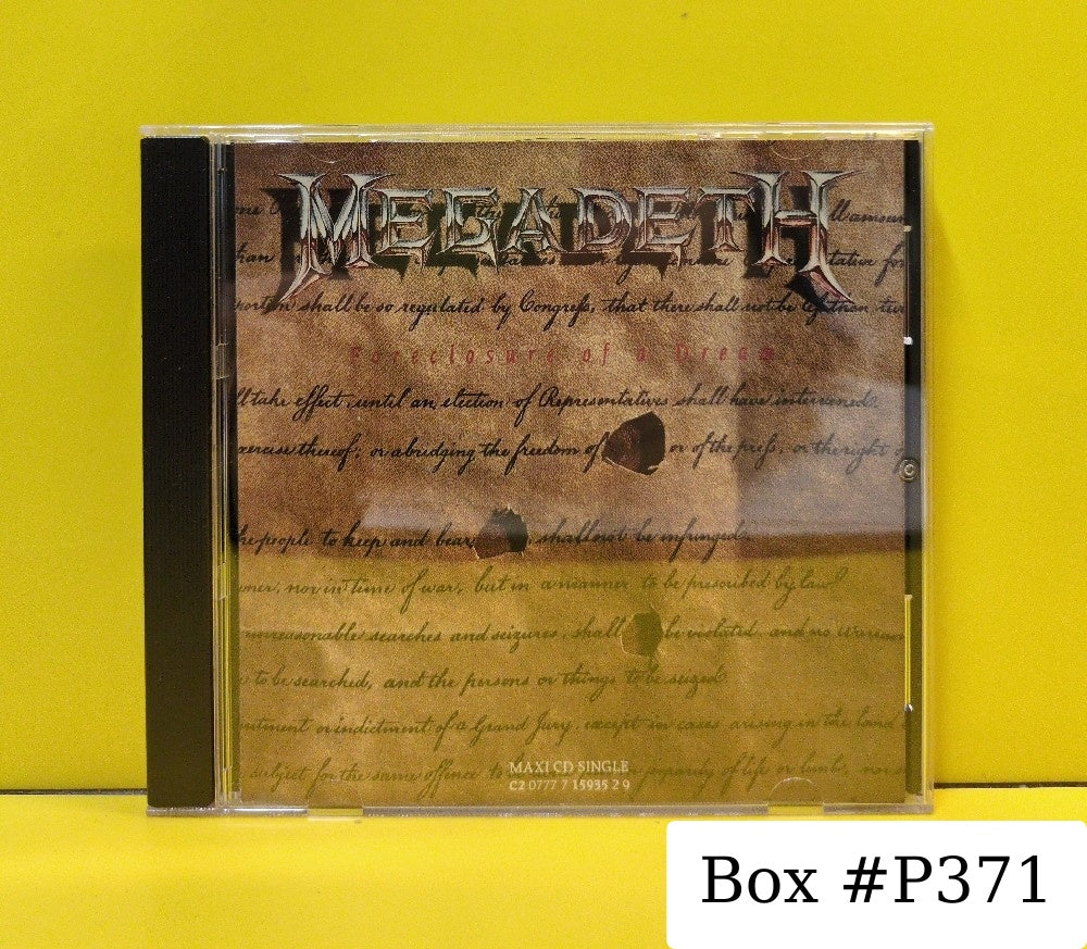 Megadeth - Foreclosure Of A Dream - 1992 - C2 0777 7 15935 2 9 - Used - EX - CDs - Maxi-Single