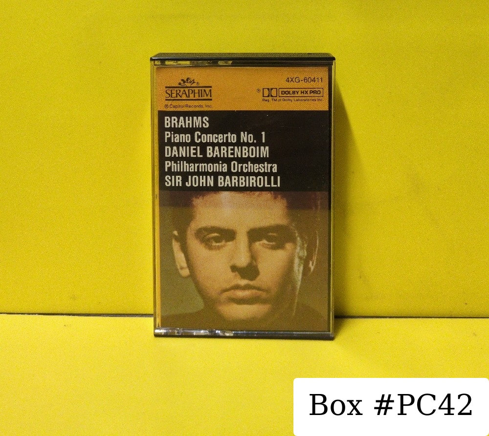 Brahms - Daniel Barenboim, Sir John Barbirolli, New Philharmonia Orchestra - Piano Concerto No. 1 In D Minor - 1985 - 4XG-60411 - Used - EX - Cassettes - Yellow Tape Shell