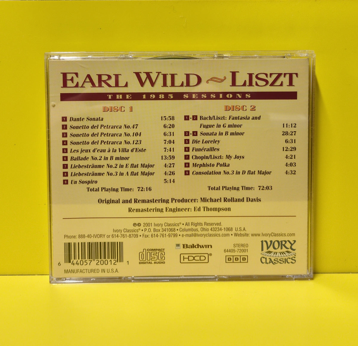Earl Wild : Liszt - (The 1985 Sessions) - 2001 - 72001 Used - EX - 2xCD
