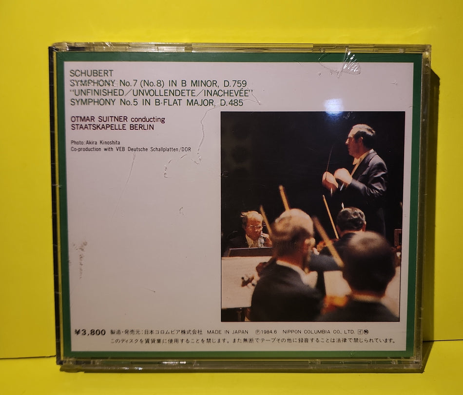 Schubert, Otmar Sutner, Staatskapella Berlin  - Symphony No.7 (No.8) In B Minor D.759 Symphony No.5 in B Flat Major, D.485 - 1984 - 38C37-7156 New - Sealed - CDs