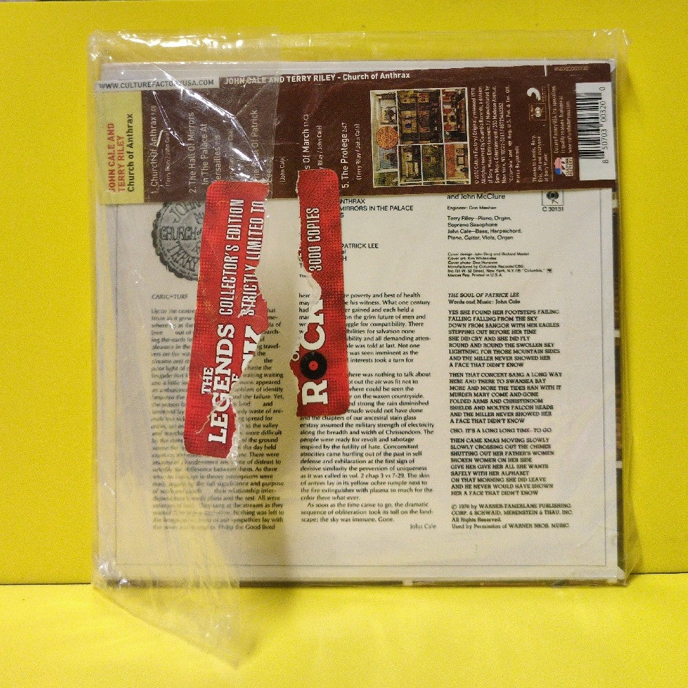 John Cale & Terry Riley - Church Of Anthrax - 2013 - C 30131 - Used - EX - CDs - Reissue - Remastered - Limited Edition