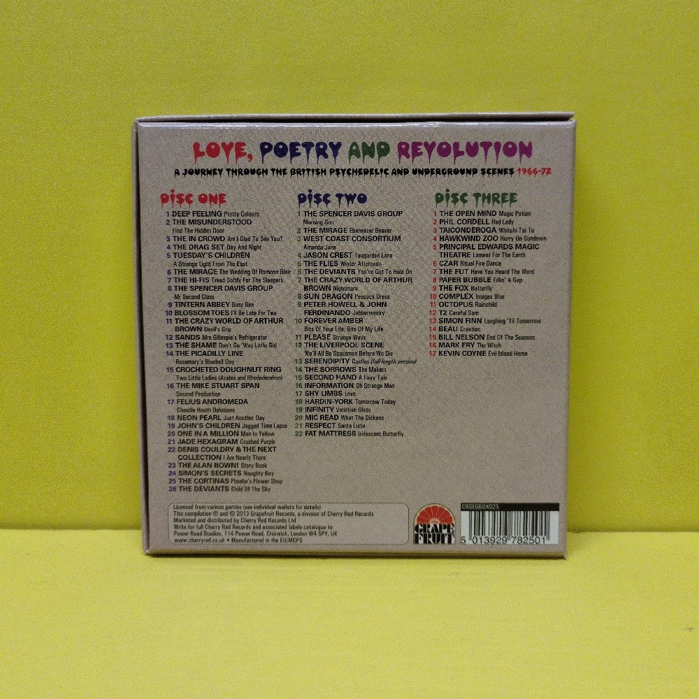 Various - Love, Poetry And Revolution (A Journey Through The British Psychedelic And Underground Scenes 1966-72) - 2013 - CRSEGBOX025 - Used - EX - CDs - 3xCD Box Set - UK Import
