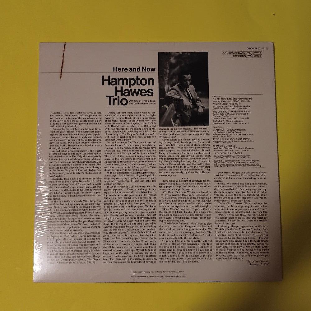 Hampton Hawes Trio - Here and Now - 1984 - OJC 178 - New - Sealed - Vinyl