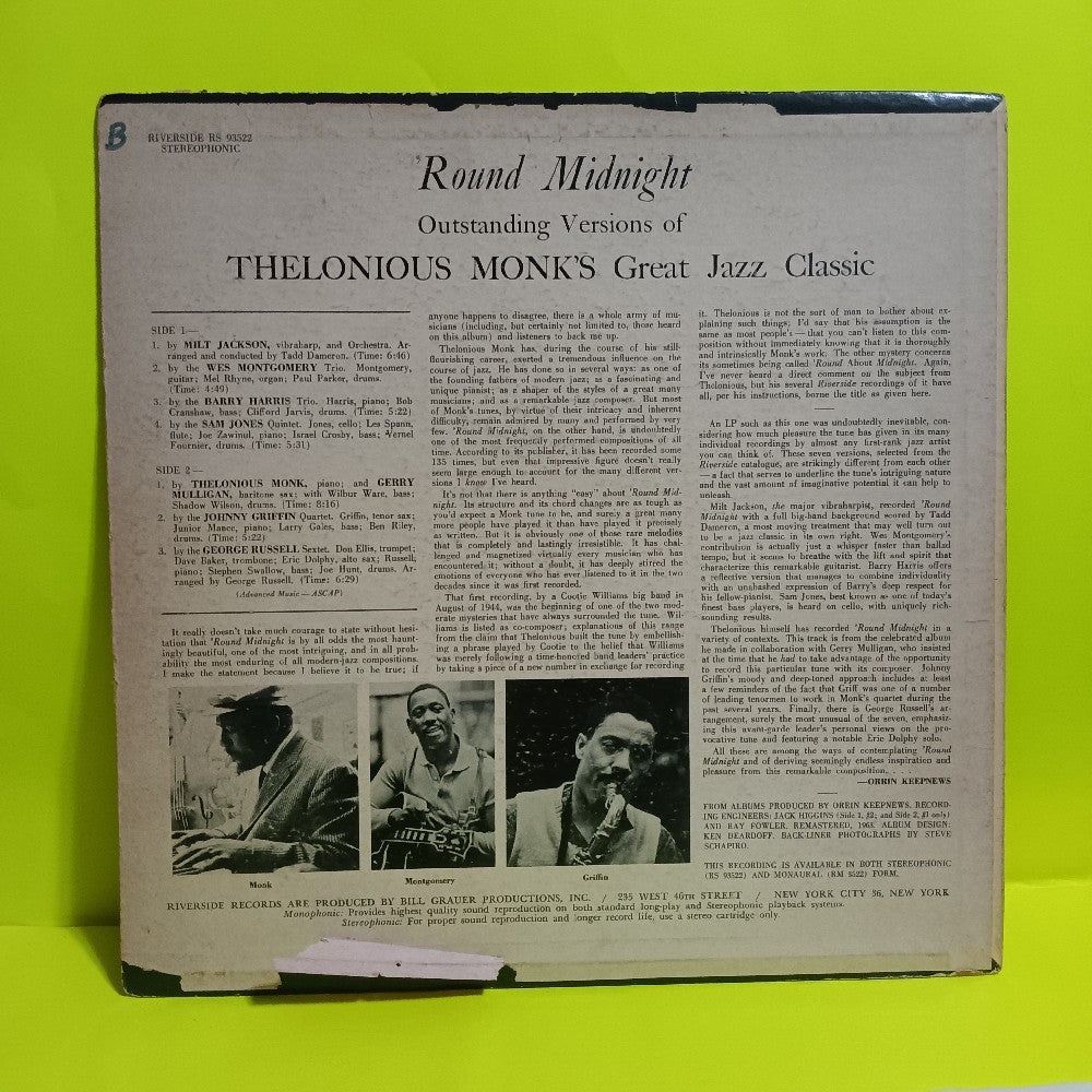 Various - 'Round Midnight: Outstanding Versions of the Great Jazz Classic - RS 93522 - Used - VG+ - Vinyl