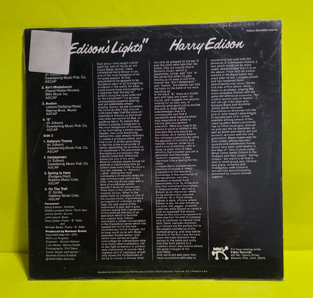 Harry Edison  - Edison's Lights  - 1976 - 2310-780 - New - Sealed - Vinyl