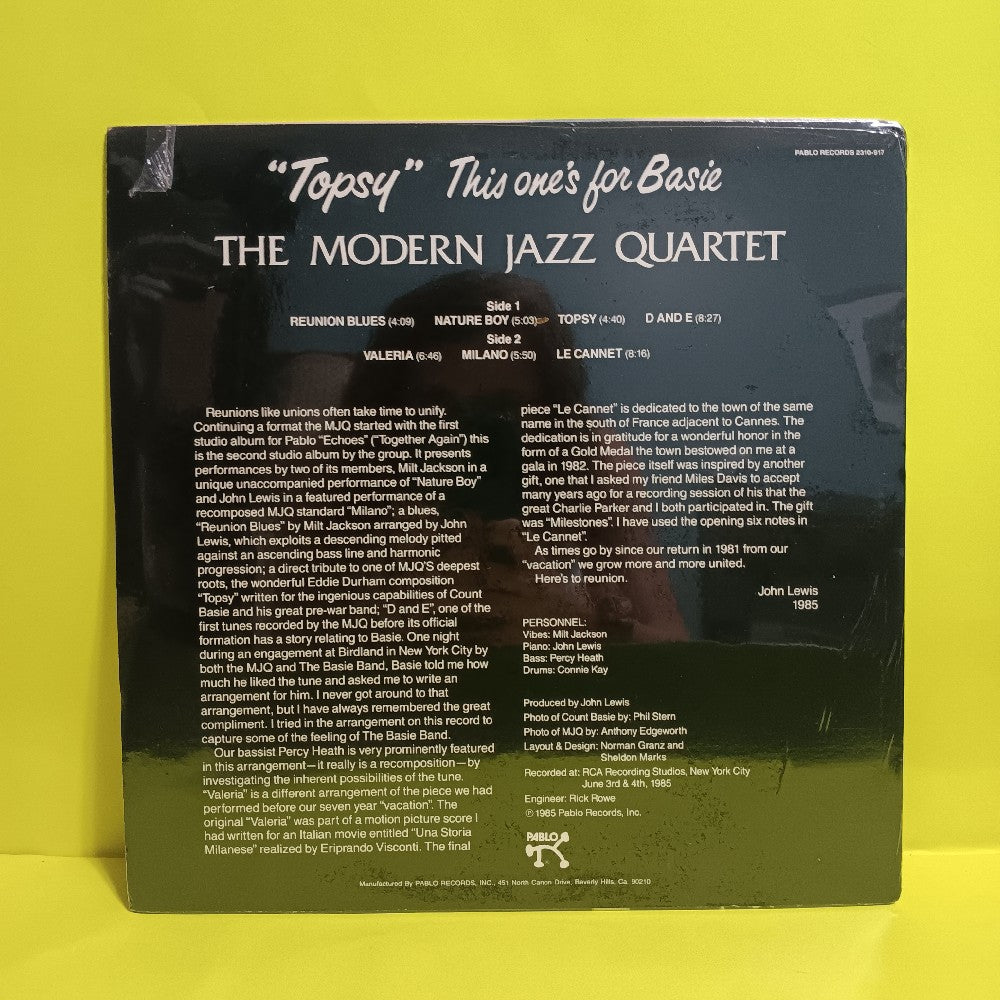 Modern Jazz Quartet - "Topsy" This One's For Basie - 1985 - 2310-917 - Used - Sealed - Vinyl