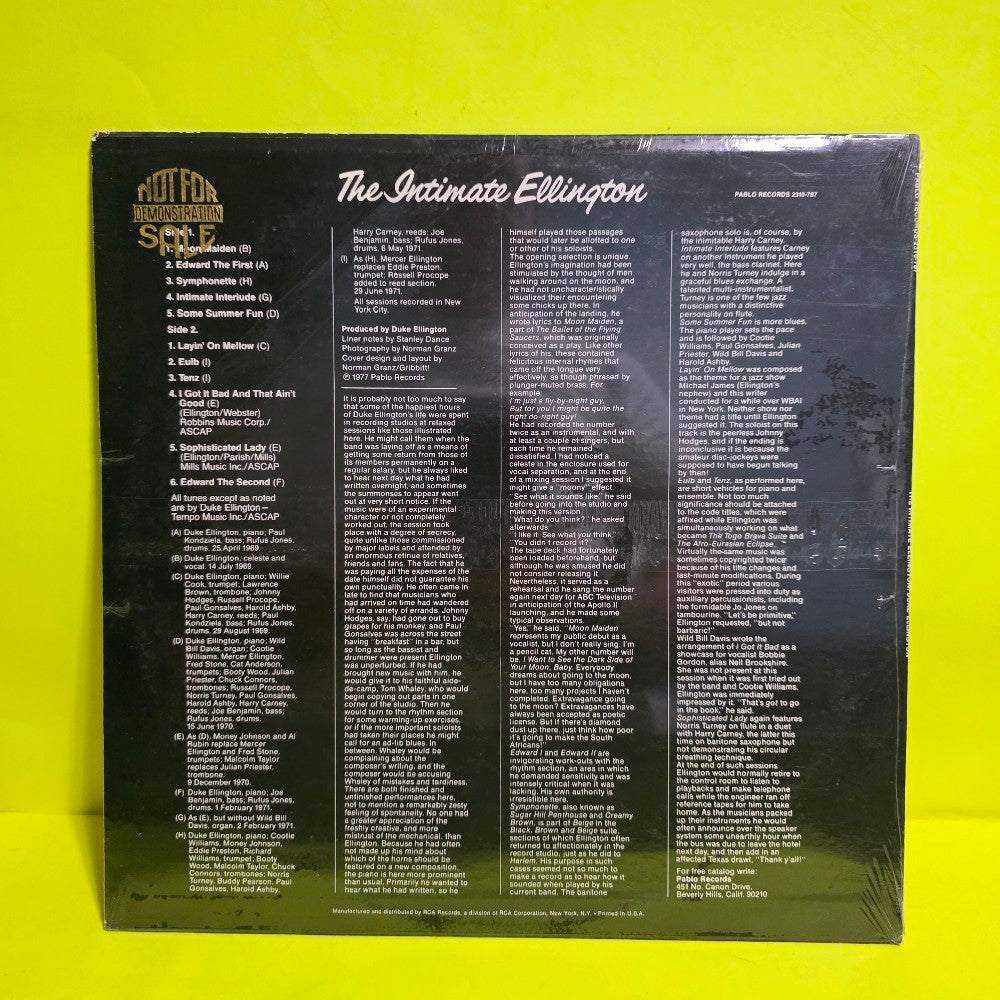 Duke Ellington  - The Intimate Ellington / Rare Promo  - 1977 - 2310-787 - New - Sealed - Vinyl