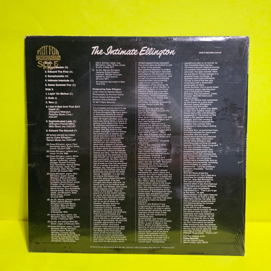 Duke Ellington  - The Intimate Ellington / Rare Promo  - 1977 - 2310-787 - New - Sealed - Vinyl