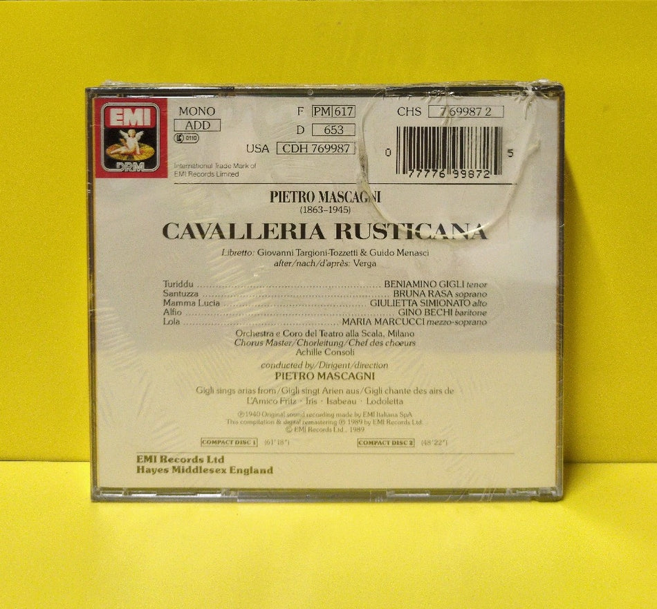 Mascagni - Gigli - Rasa - Simionato, Bechi - Cavalleria Rusticana - 1989 - CHS 7 69987 2 - New - Sealed - CDs - 2xCD