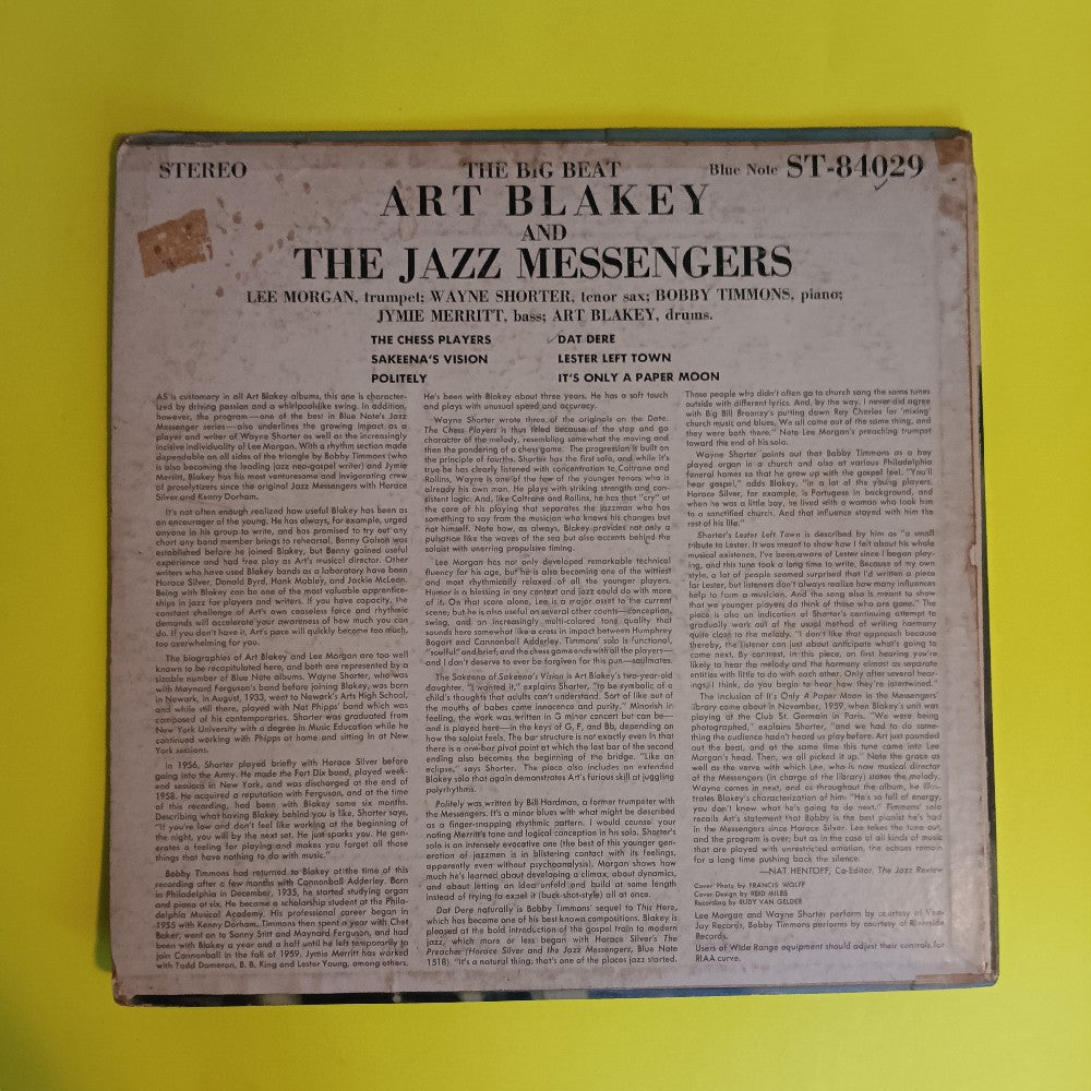 Art Blakey and the Jazz Messengers - The Big Beat / RVG Stamp  - 1966 - BST 84029 - Used - VG+ - Vinyl