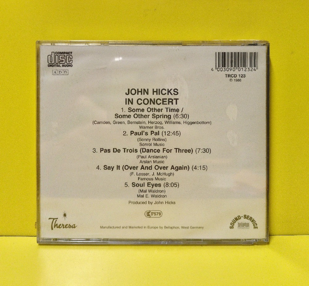 John Hicks - In Concert - TRCD 123 - New - Sealed - CDs