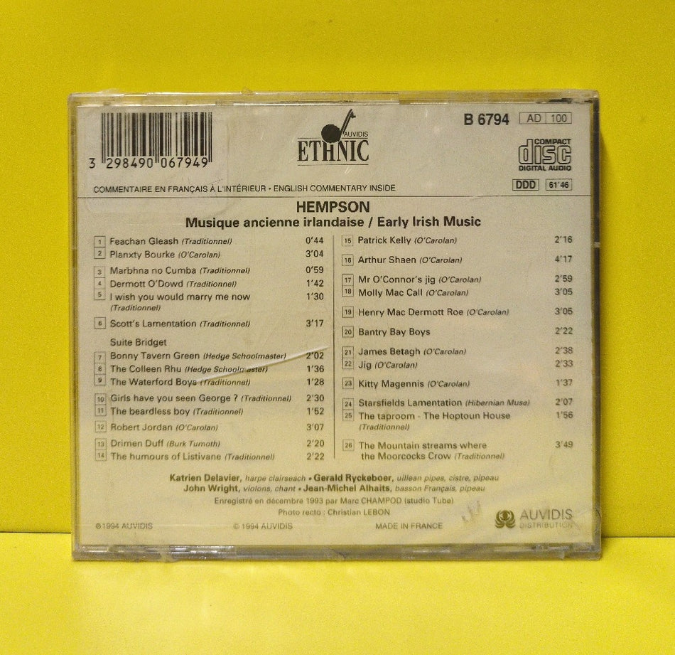 Hempson - Musique Ancienne Irlandaise / Early Irish Music - 1994 - B 6794 - New - Sealed - CDs