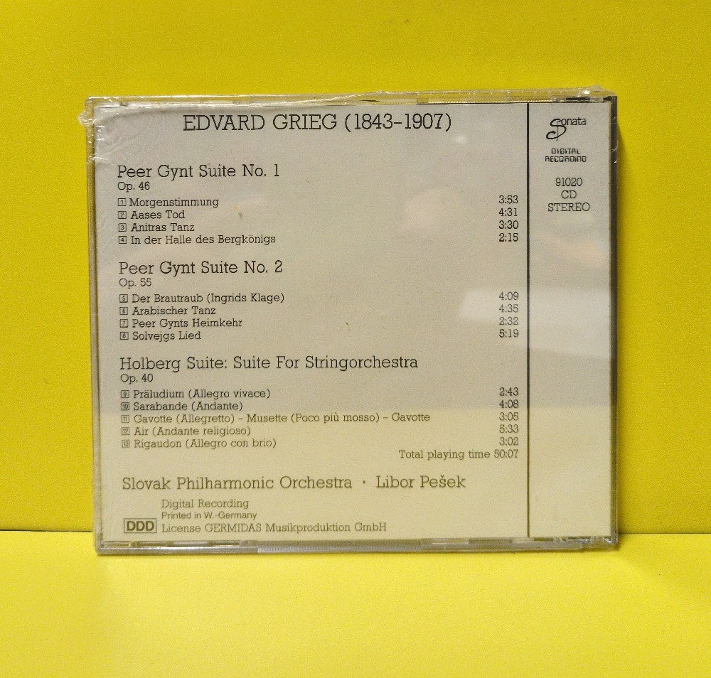 Grieg, Slovak Philharmonic Orchestra, Libor Pesek - Peer Gynt Suites No. 1 & 2 / Suite For Stringorchestra - 91020 - New - Sealed - CDs - Europe Import