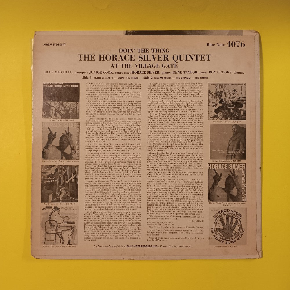 Horace Silver Quintet - Doin' the Thing At The Village Gate - 1961 - BLP 4076 - Used - VG+ - Vinyl