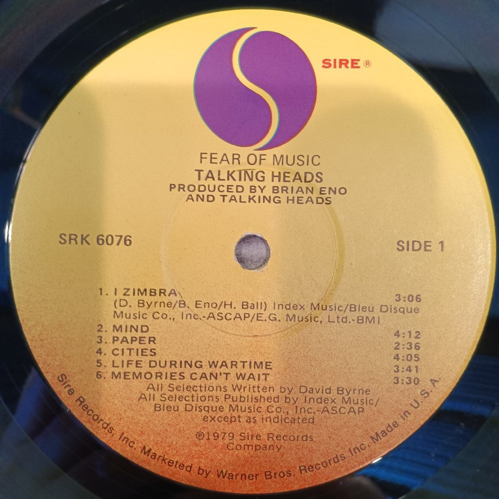 Talking Heads - Fear of Music / Rare White Cover - 1979 - SRK 6076 - Used - VG++ - Vinyl