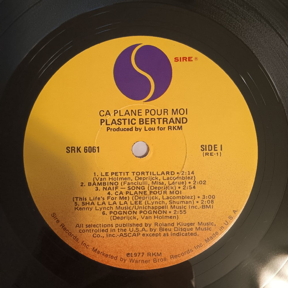 Plastic Bertrand - Ca Plane Pour Moi This Life's For Me PROMO - 1977 - SRK 6061 - Used - VG++ - Vinyl