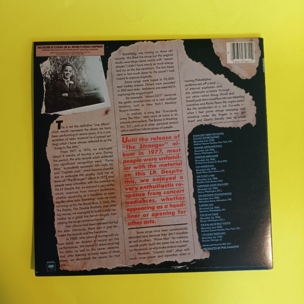 Billy Joel - Songs In The Attic / Half Speed Mastered - 1981 - HC 47461 - Used - EX - Vinyl