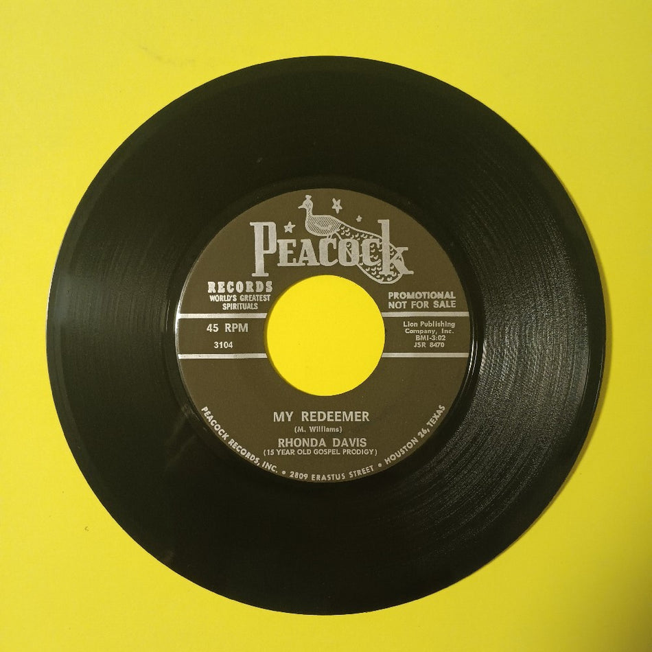 Rhonda Davis - My Redeemer / That's Alright Promo Gospel 7" - 1967 - Peacock 3104 - Used - VG++ - Vinyl