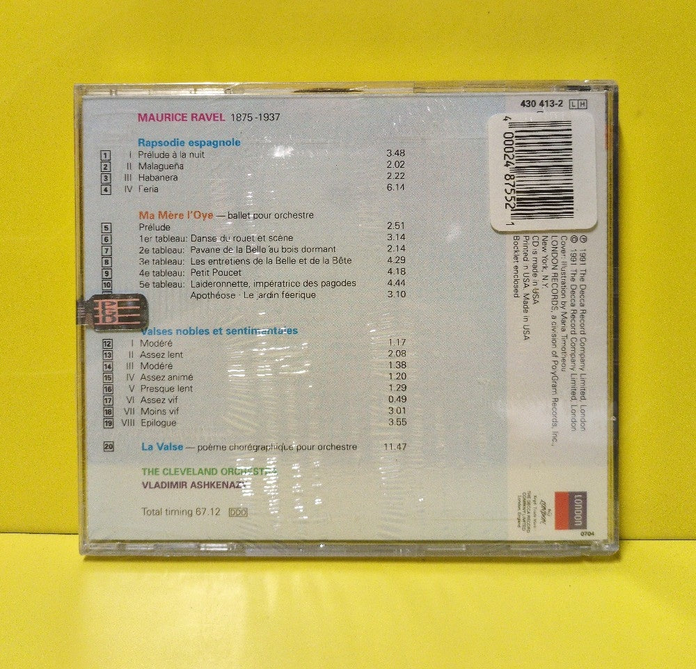 Ravel, Ashkenazy, The Cleveland Orchestra - Ma Mère L'Oye / Rapsodie Espagnole / La Valse / Valses Nobles Et Sentimentales - 1991 - 430 413-2 - New - Sealed - CDs