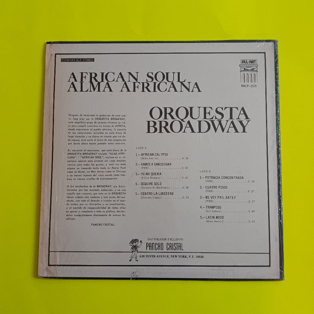 Orquesta Broadway - African Soul Alma Africana / Rare Artol Label - AAWS-1575 - Used - VG++ - Vinyl