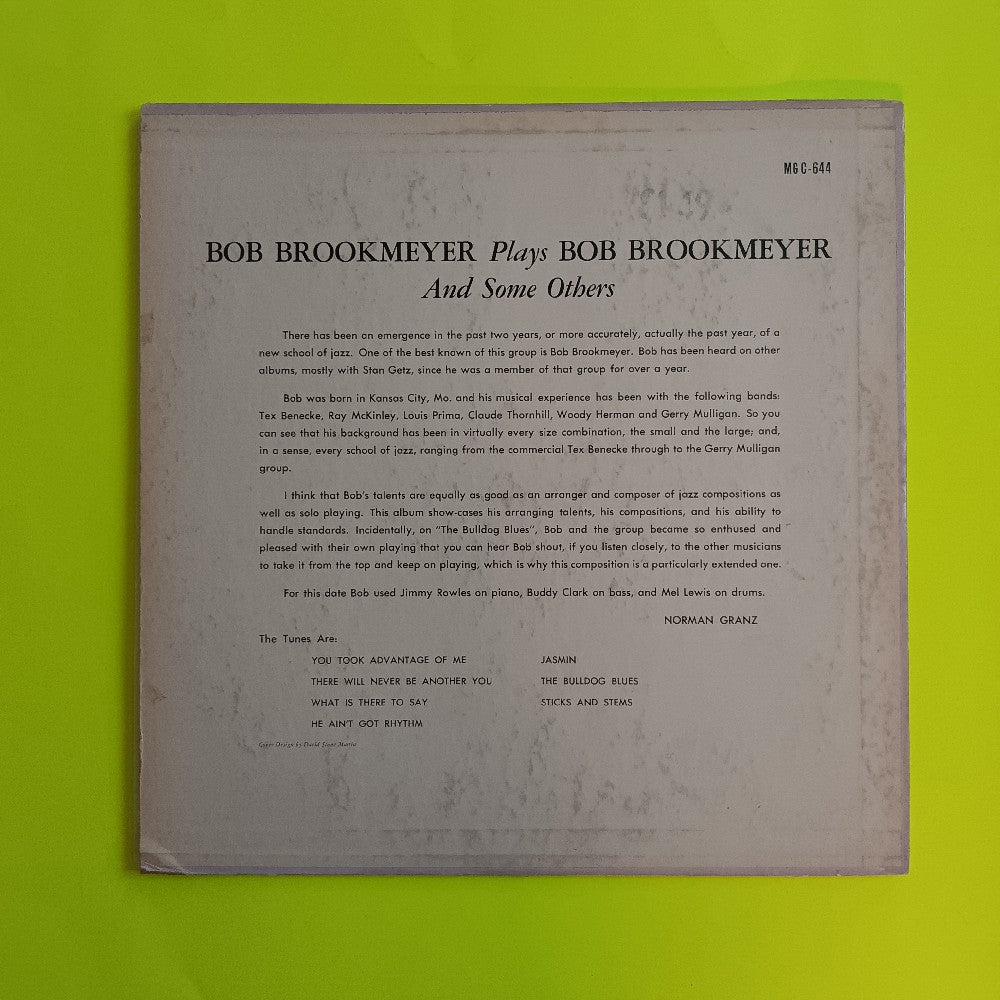 Bob Brookmeyer - Plays Brookmeyer And Some Others / OG DG Mono - 1955 - MG C-644 - Used - VG++ - Vinyl