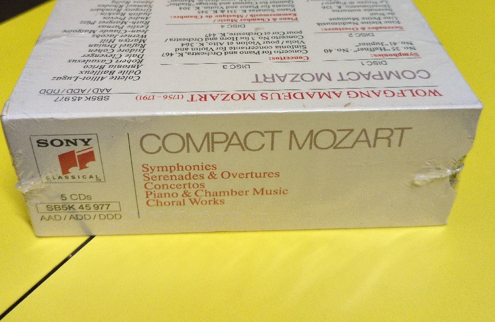 Wolfgang Amadeus Mozart, Various  - Compact Mozart - 1990 - SB5K 45 977 - New - Sealed - CDs 5xCD Box Set - Netherlands Import