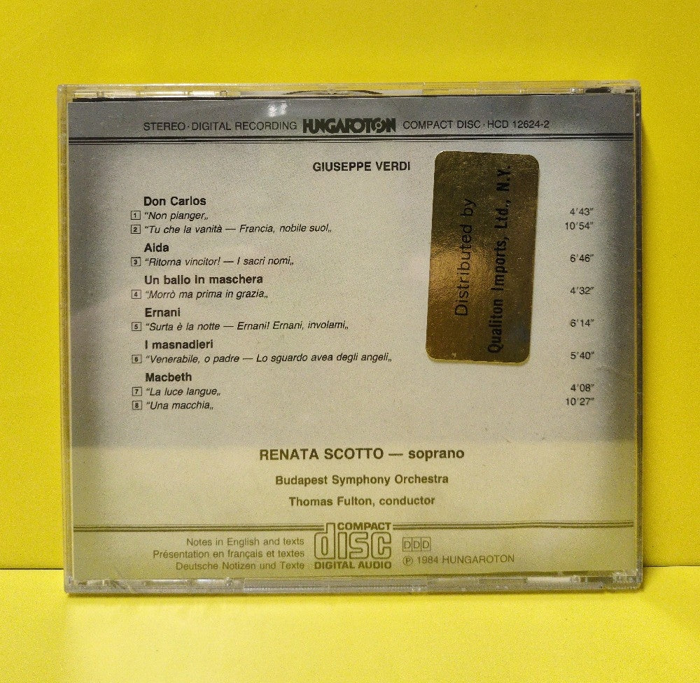 Verdi, Renata Scotto, Budapest Symphony Orchestra, Thomas Fulton - Verdi Arias - 1985 - HDCD 12624-2 - New - Sealed - CDs - Hungary Import