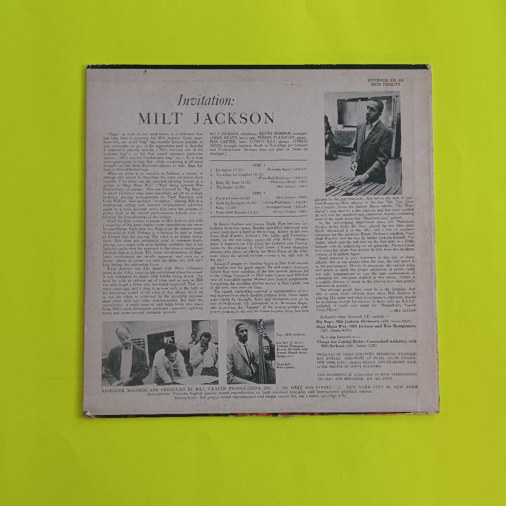 Milt Jackson Sextet - Invitation / Original Mono - 1963 - RM 446 - Used - VG++ - Vinyl