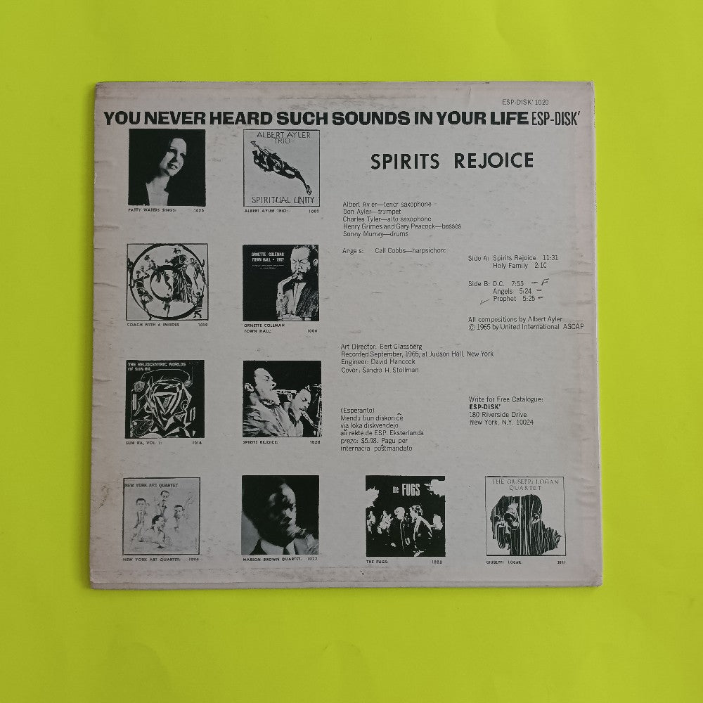 Albert Ayler Quintet - Spirits Rejoice / Original Mono - 1965 - ESP DISK 1020 - Used - VG+ - Vinyl