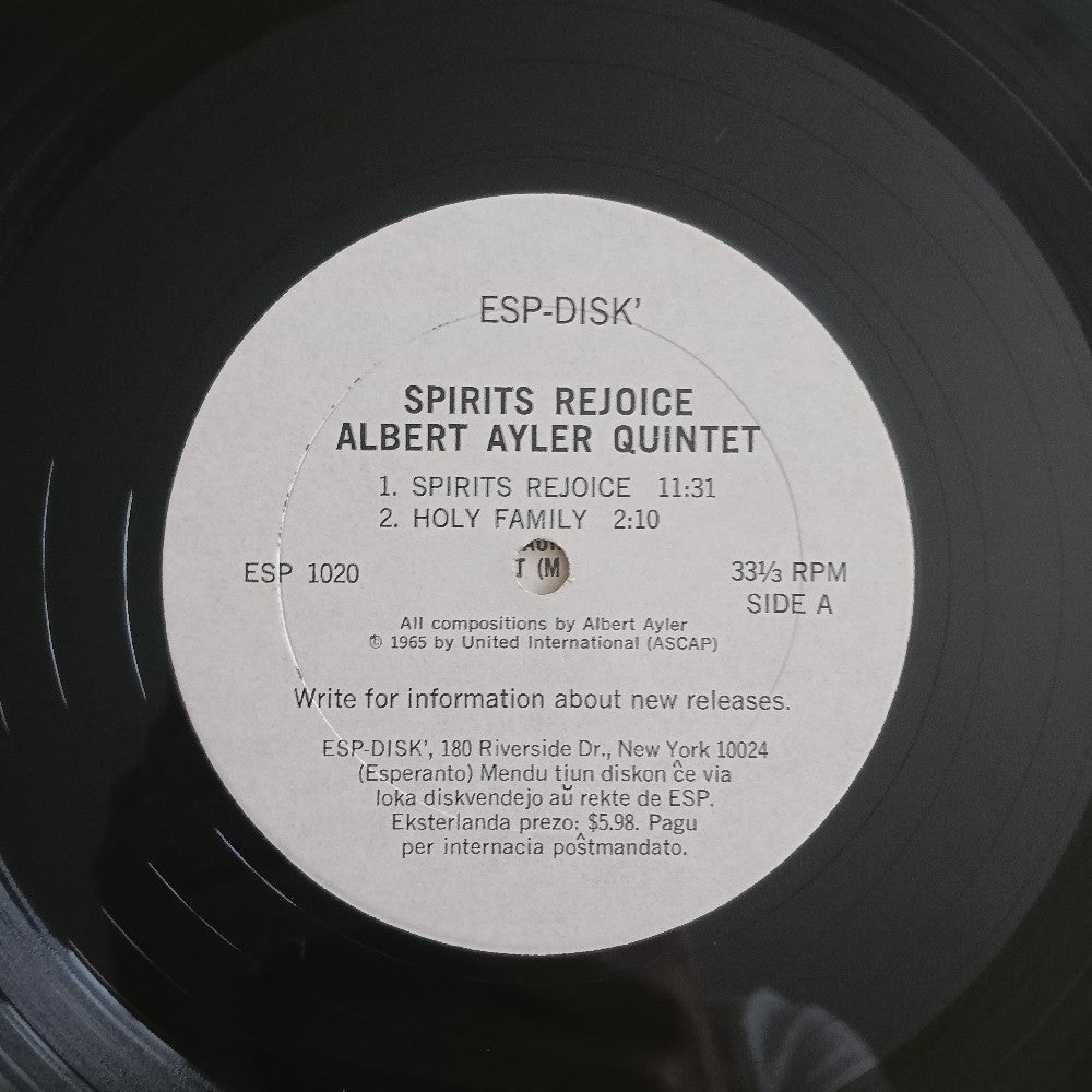 Albert Ayler Quintet - Spirits Rejoice / Original Mono - 1965 - ESP DISK 1020 - Used - VG+ - Vinyl