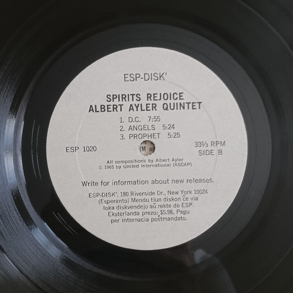Albert Ayler Quintet - Spirits Rejoice / Original Mono - 1965 - ESP DISK 1020 - Used - VG+ - Vinyl