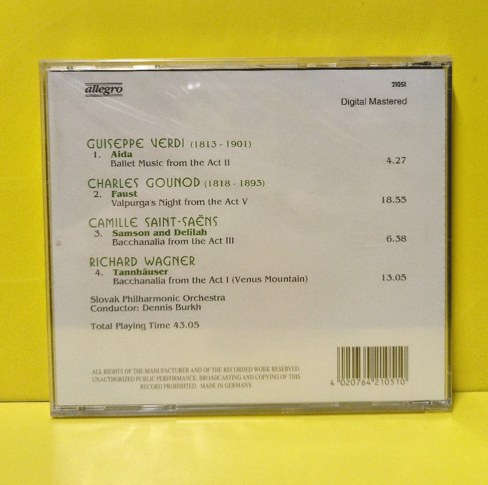 Verdi, Gounod, Wagner, Slovak Philharmonic Orchestra, Dennis Burkh - Ballet Music/ From The Operas - 21051 - New - Sealed - CDs - Germany Import