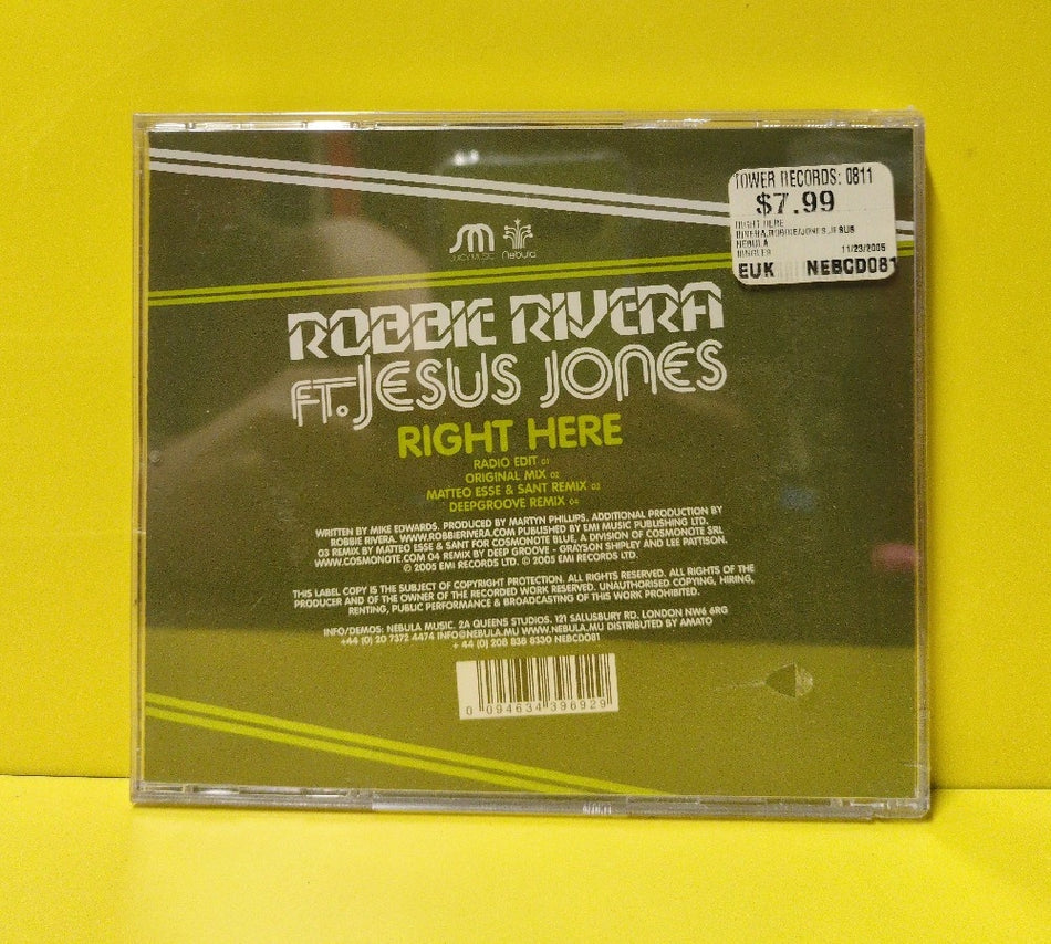 Robbie Rivera Ft. Jesus Jones - Right Here - 2005 - NEBCD081 - New - Sealed - CDs - UK Import
