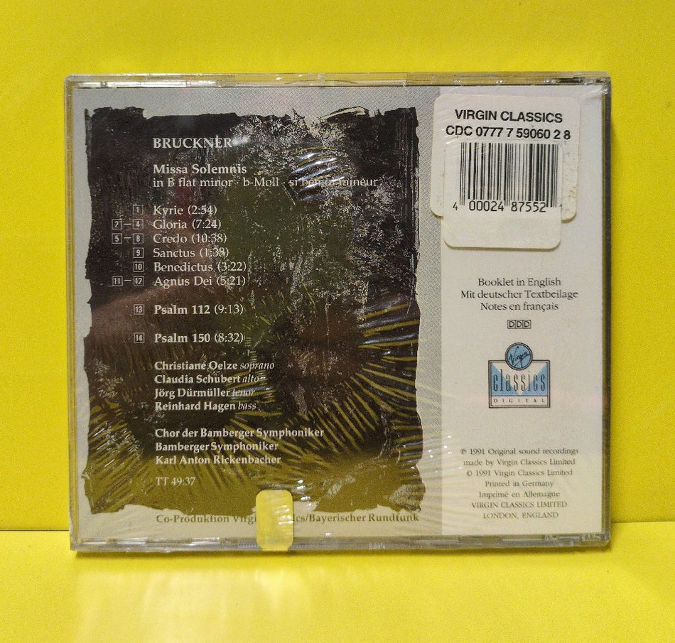 Bruckner, Chor Der Bamberger Symphoniker, Bamberger Symphoniker, Karl Anton Rickenbacher - Missa Solemnis • Psalm 112 • Psalm 150 - 1991 - VC 7 91481-2 - New - Sealed - CDs - European Import