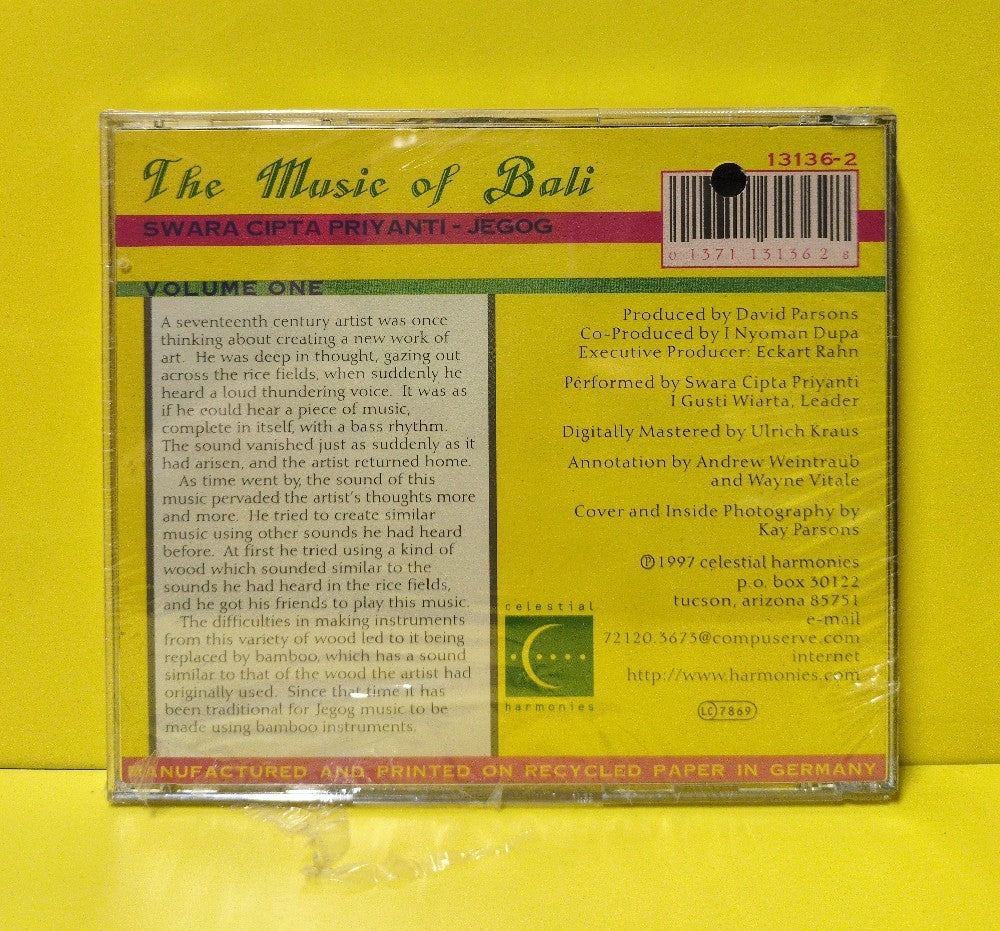 Swara Cipta Priyanti - Jegog (The Music Of Bali - Volume One) - 1997 - 13136-2 - New - Sealed - CDs