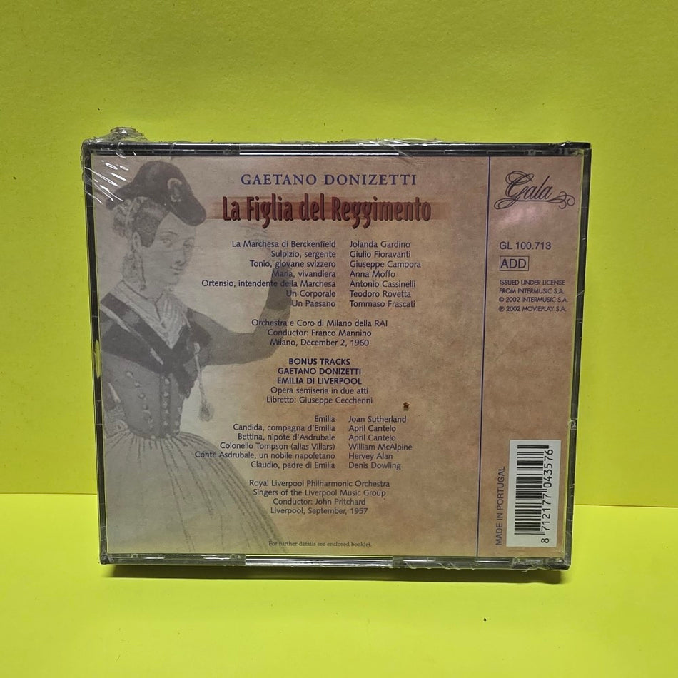 Donizetti,Moffo,Campora, Fioravanti, RAI Milano, Mannino - La Figlia Del Reggimento - 2016 - GL 100.713 - New - Sealed - CDs
