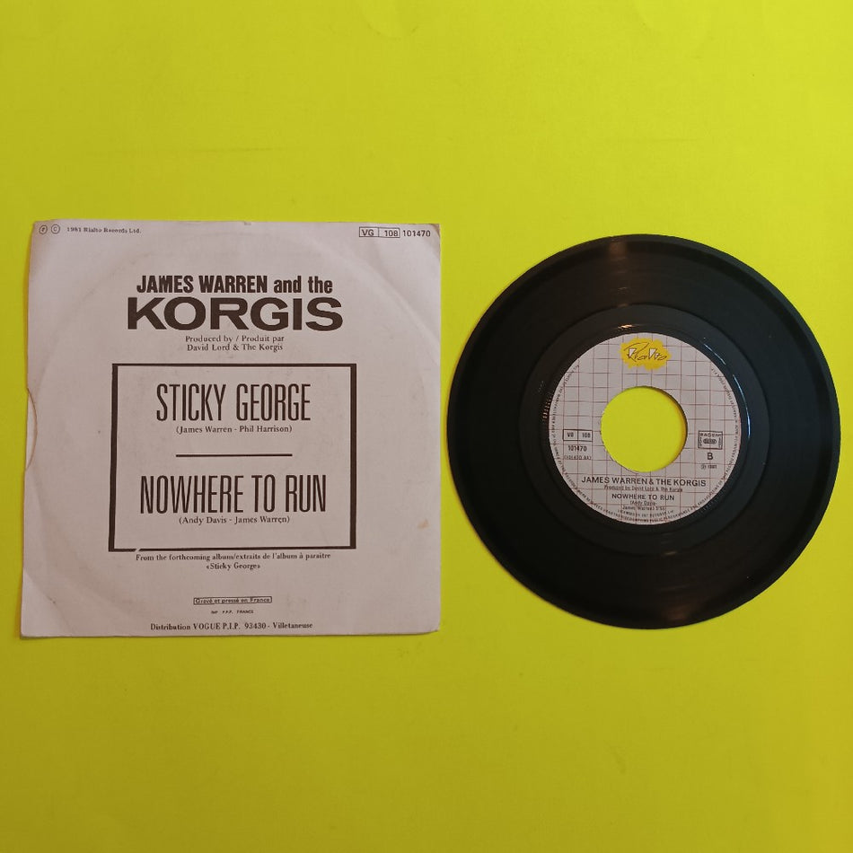 James Warren and the Korgis - Sticky George / France 7" - 1981 - Rialto 101470 - Used - VG++ - Vinyl