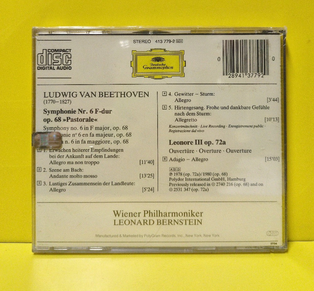 Ludwig Van Beethoven - Wiener Philharmoniker · Leonard Bernstein - Symphonie No. 6 >>Pastorale<< / Ouverture >>Leonore III<< - 413 779-2 - New - Sealed - CDs