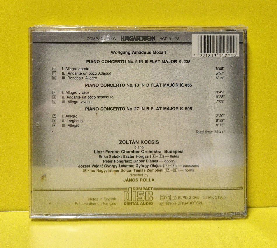 Mozart, Zoltán Kocsis, Liszt Ferenc Chamber Orchestra, Budapest, János Rolla - Piano Concertos In B Flat Major K.238, 456 595 - 1990 - HCD 31172 - New - Sealed - CDs - Hungary Import