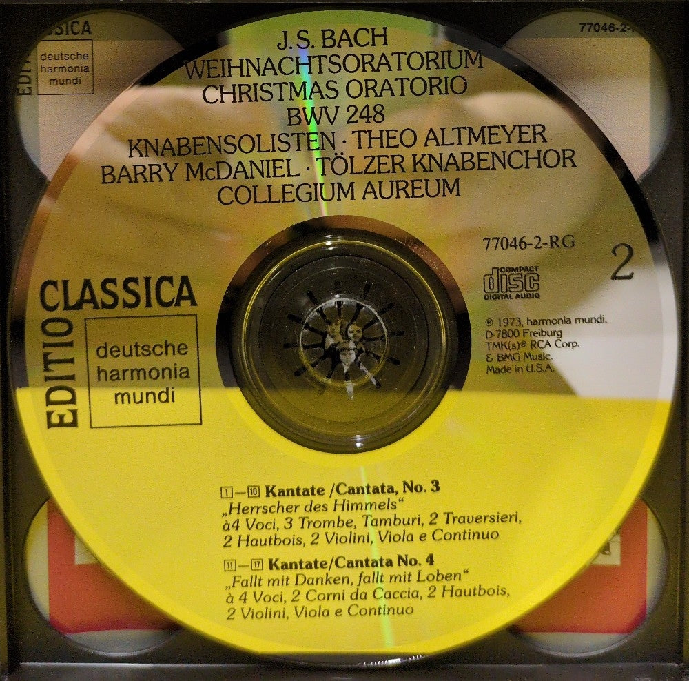 J.S. Bach, Theo Altmeyer • Barry McDaniel • Tölzer Knabenchor • Collegium Aureum • Gerhard Schmidt-Gaden - Weihnachtsoratorium / Christmas Oratorio (BWV 248) - 1989 - 77046-2-RG - Used - VG++ - CDs - 3xCD - Reissue - Remastered